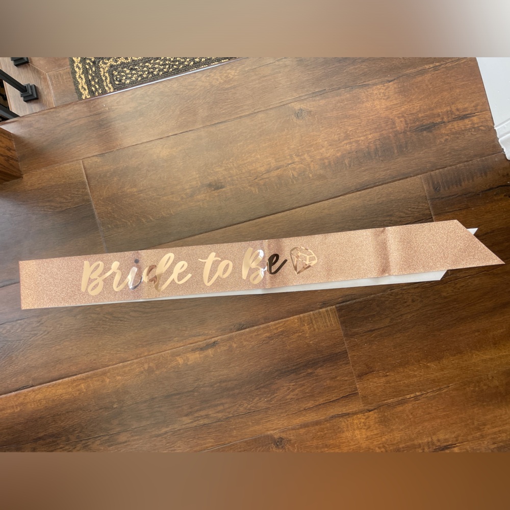 NWT Bride to Be Sash in rose champagne (shimmery light pink)